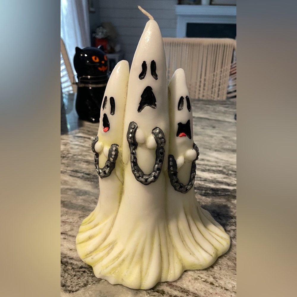 Vintage Halloween Glowing Ghouls Large Candle